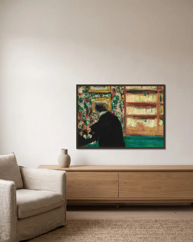 Thadée Natanson i sitt kontor på La Revue Blanche av Édouard Vuillard inramad på en vägg