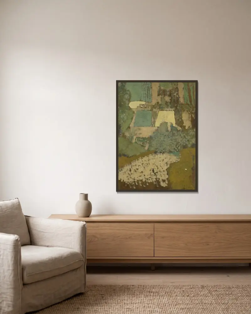 Blick über den Hügel von Édouard Vuillard gerahmt an einer Wand