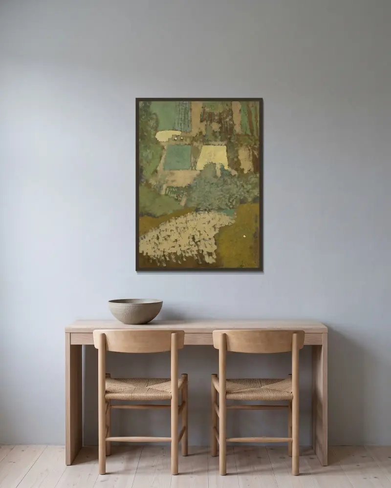 Blick über den Hügel von Édouard Vuillard gerahmt an einer Wand