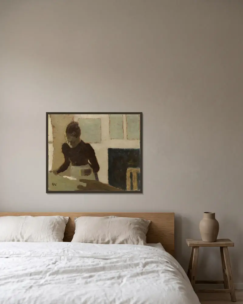 Woman Ironing av Édouard Vuillard inramad på en vägg