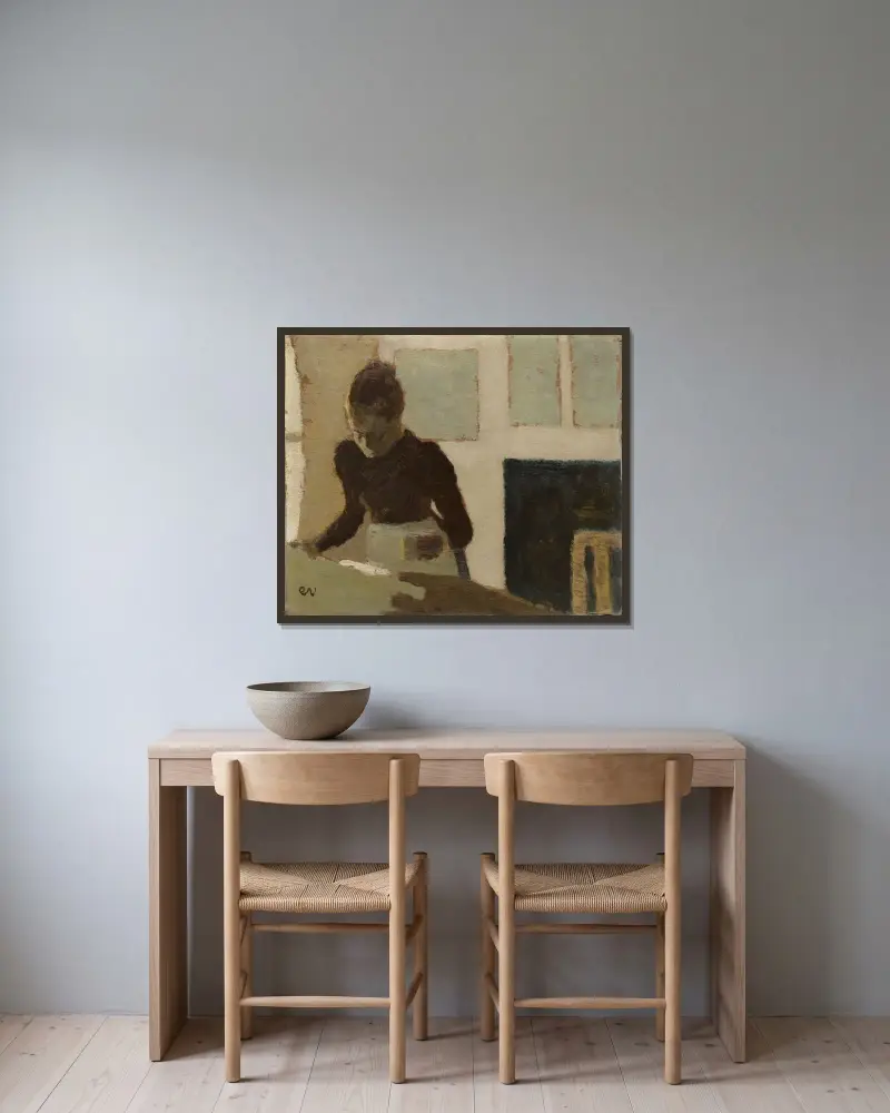 Woman Ironing av Édouard Vuillard inramad på en vägg