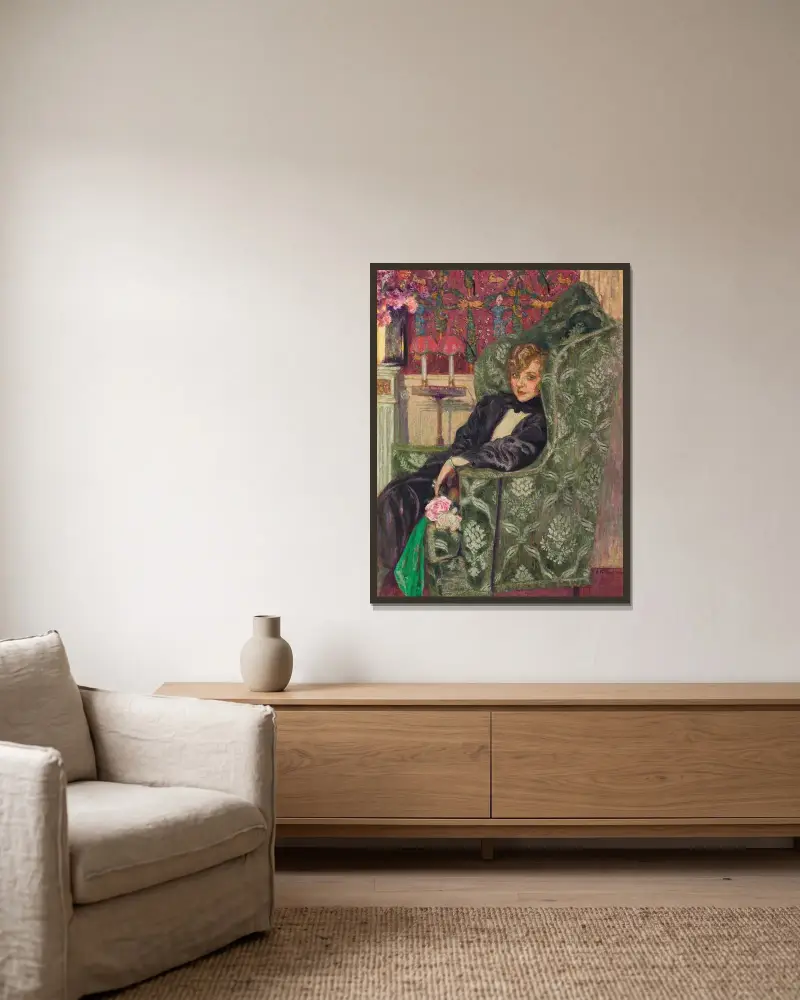 Yvonne Printemps i fåtöljen av Édouard Vuillard inramad på en vägg