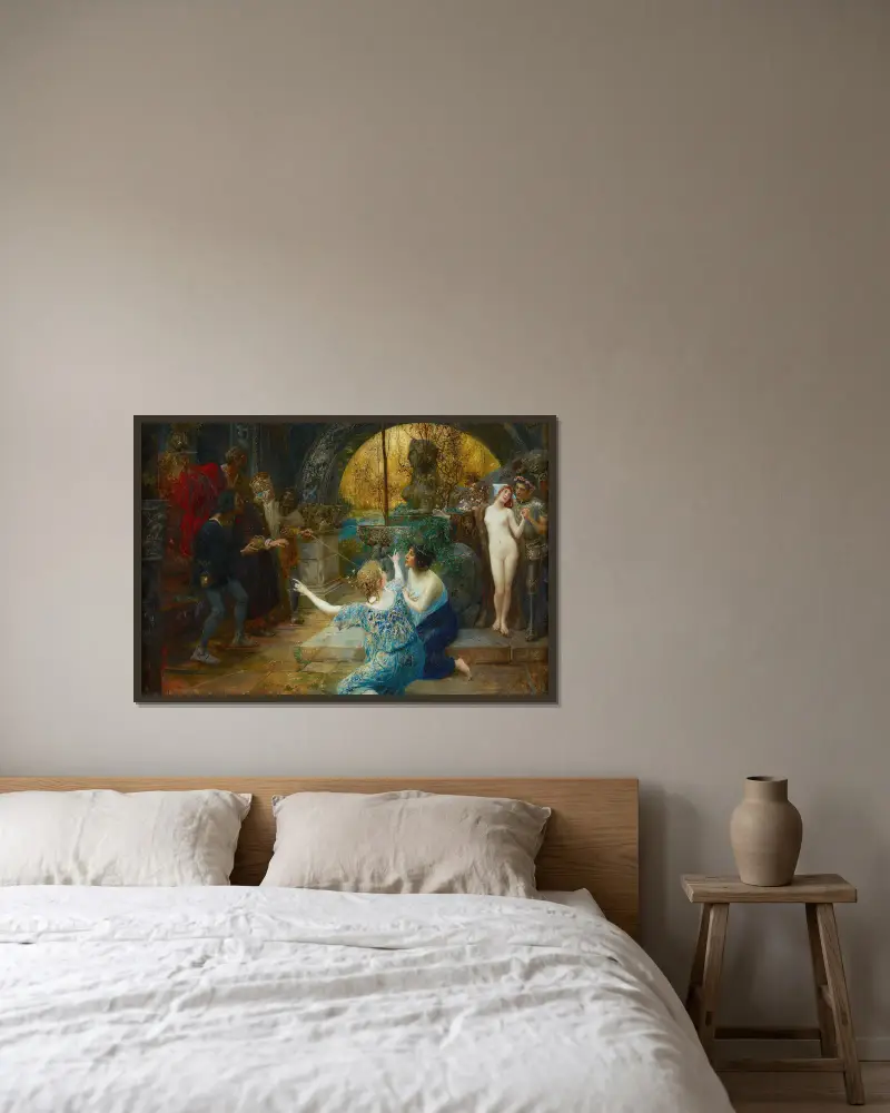 Ungdomens källa av Eduard Veith inramad på en vägg