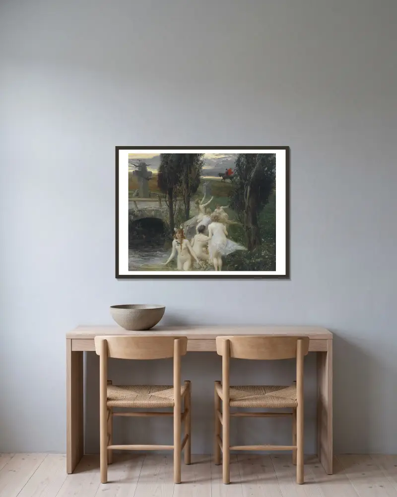 Nereiden von Eduard Veith gerahmt an einer Wand