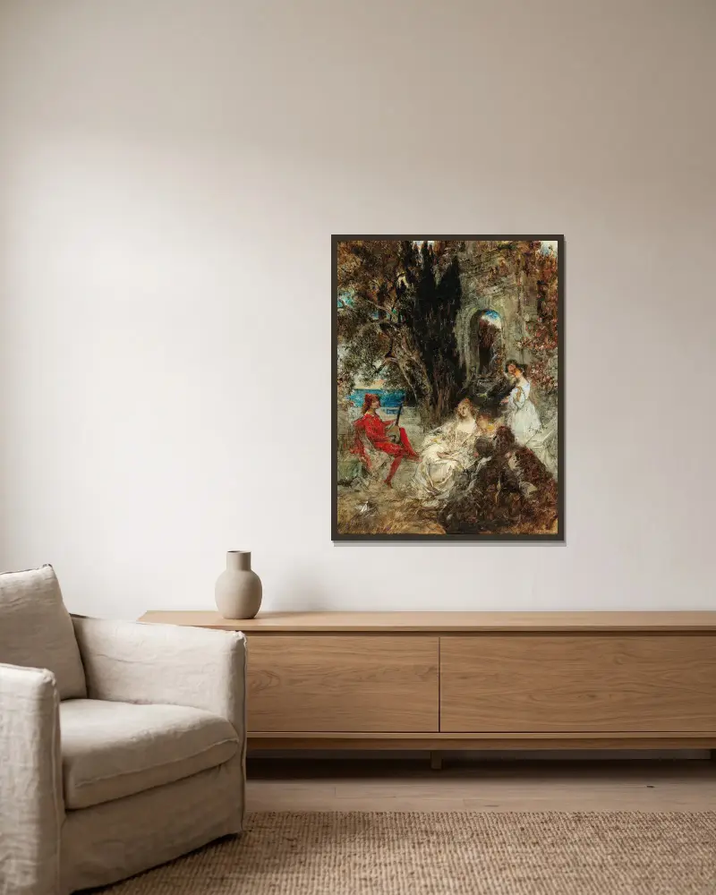 Serenade von Eduard Veith gerahmt an einer Wand
