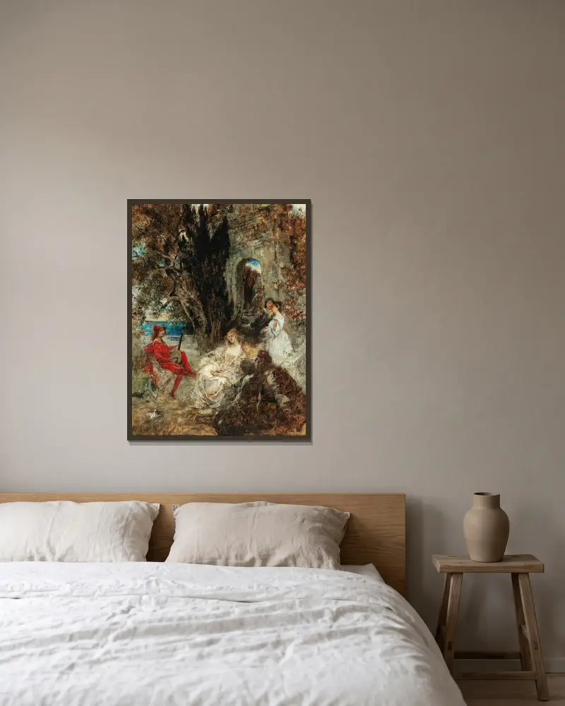 Serenade von Eduard Veith gerahmt an einer Wand