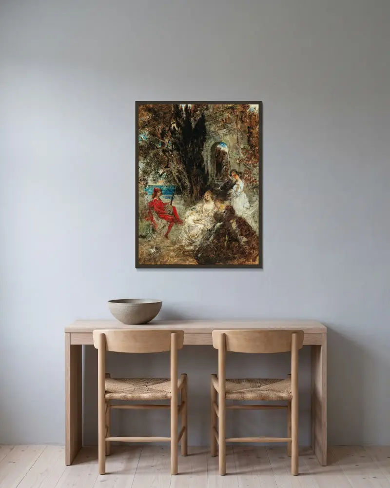 Serenade von Eduard Veith gerahmt an einer Wand