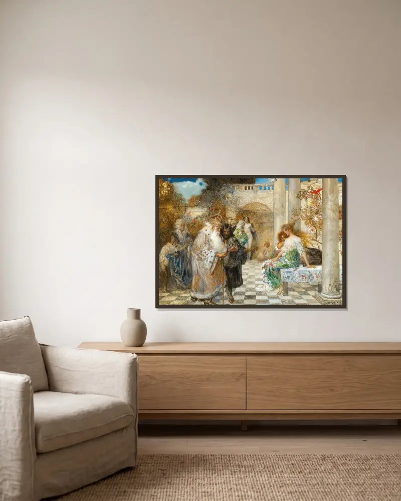 Umkehr zur Tugend von Eduard Veith gerahmt an einer Wand