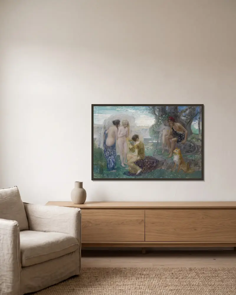 Urteil Des Paris av Eduard Veith inramad på en vägg