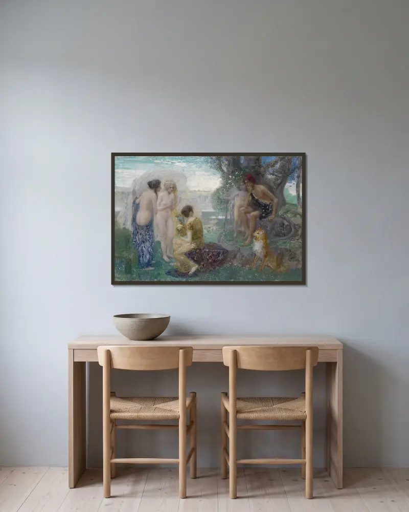 Urteil Des Paris av Eduard Veith inramad på en vägg