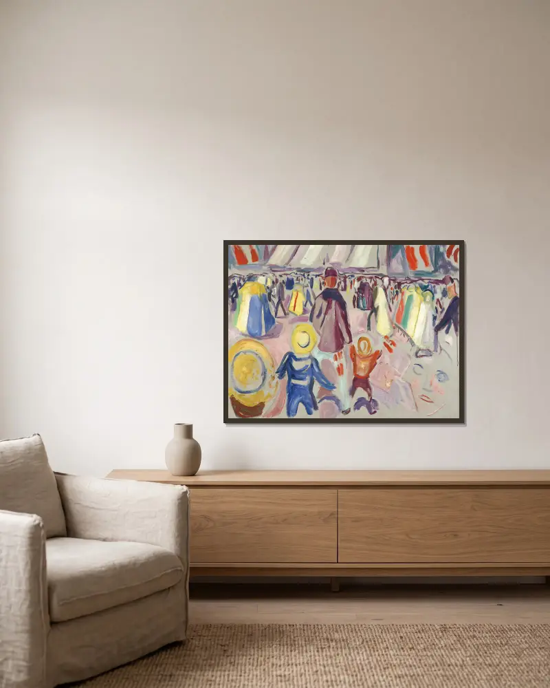 17 maj i en liten norsk stad av Edvard Munch inramad på en vägg