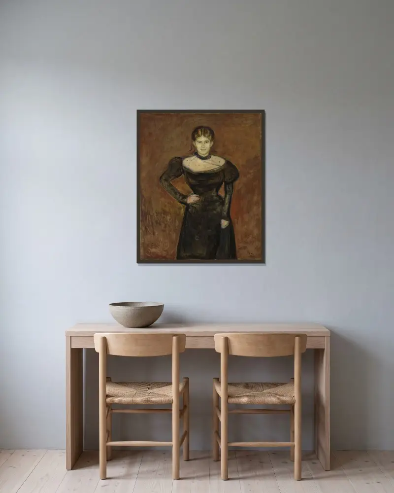 Aase Nørregaard av Edvard Munch inramad på en vägg