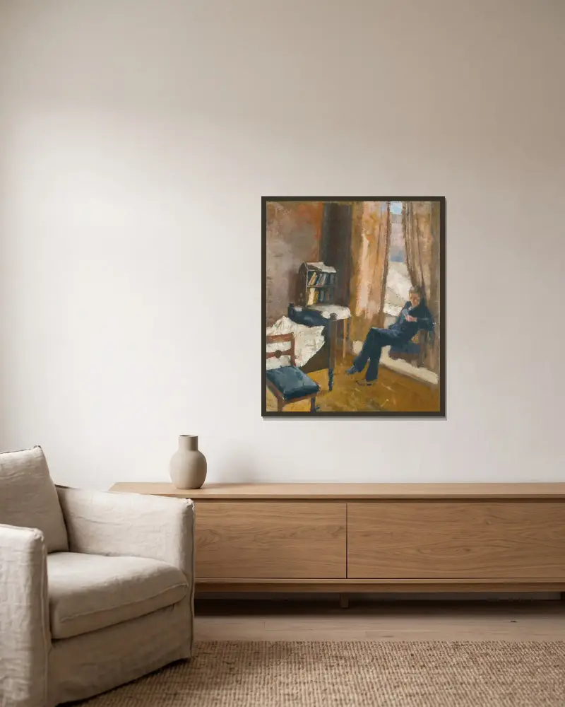 Andreas lesend – Nr. 1 von Edvard Munch gerahmt an einer Wand