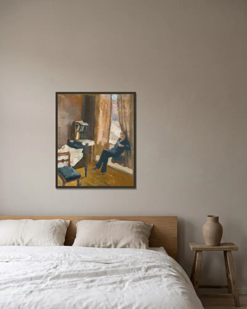 Andreas lesend – Nr. 1 von Edvard Munch gerahmt an einer Wand
