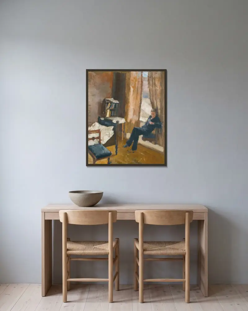 Andreas lesend – Nr. 1 von Edvard Munch gerahmt an einer Wand