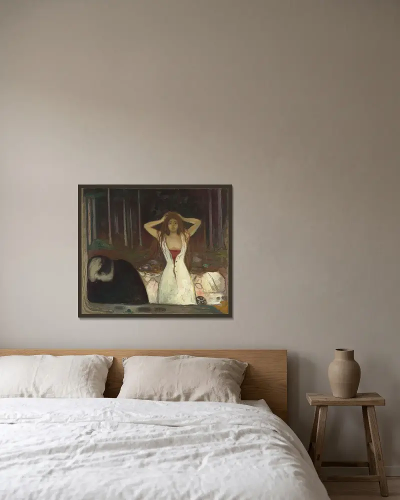 Ashes av Edvard Munch inramad på en vägg
