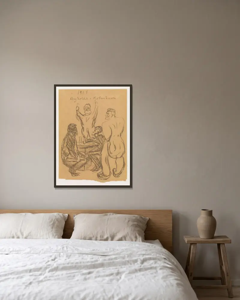 Přepadení v Kodani, Edvard Munch v rámu na stěně