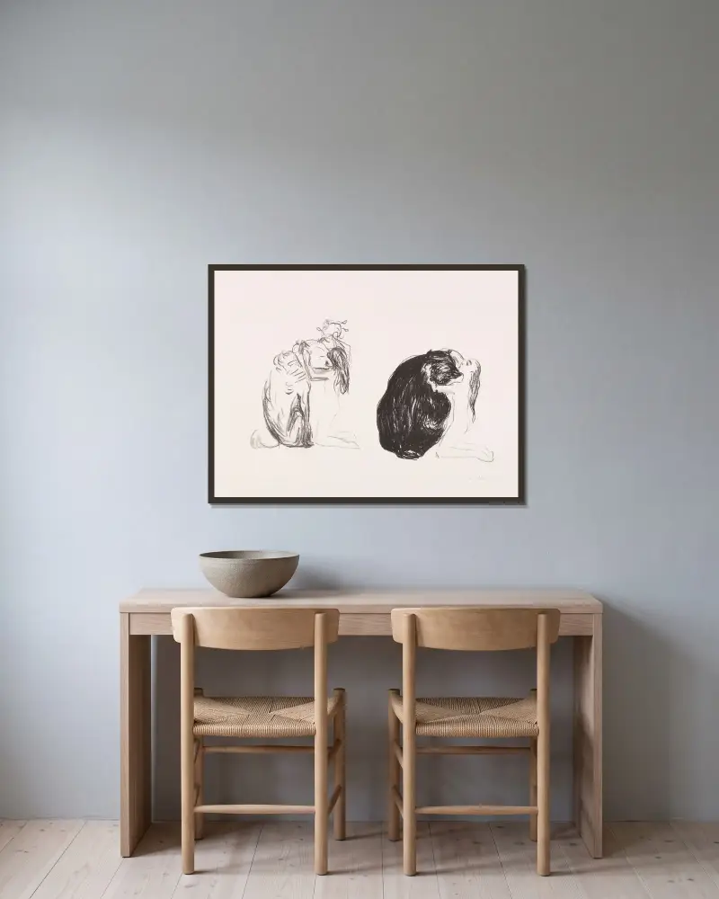 Medvěd (Der Bär), Edvard Munch v rámu na stěně