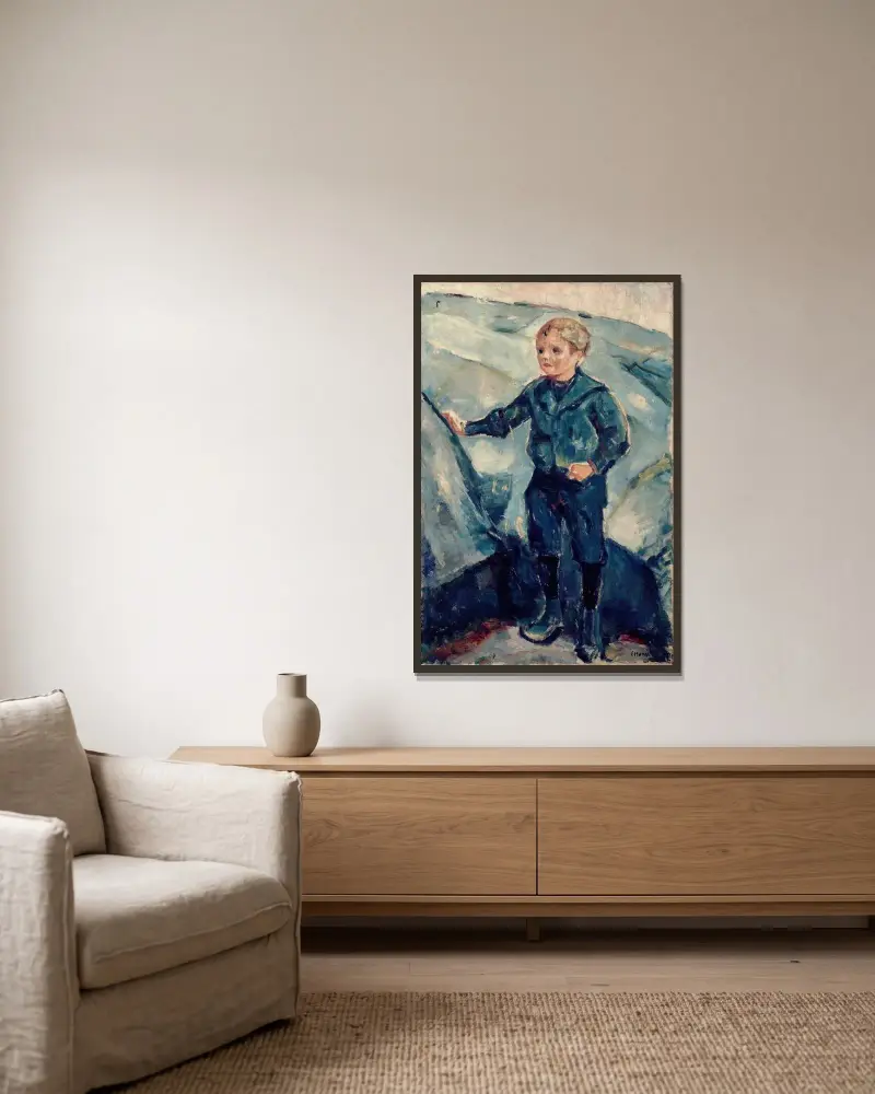 Chłopiec w błękicie, Edvard Munch w ramie na ścianie
