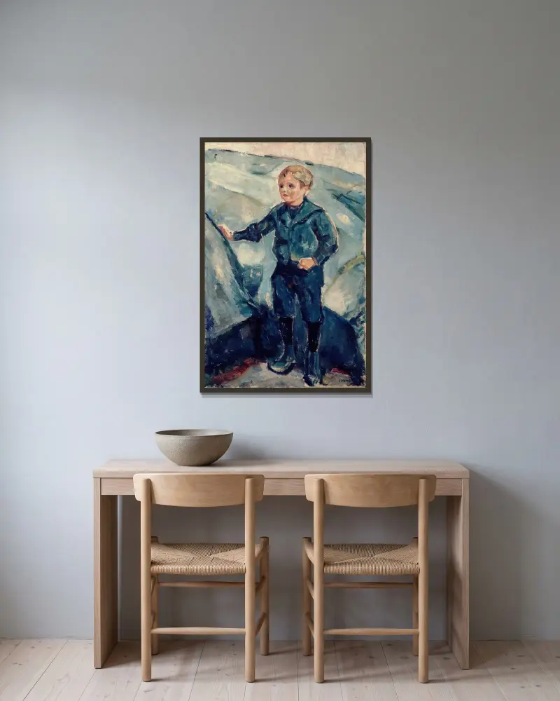 Chłopiec w błękicie, Edvard Munch w ramie na ścianie