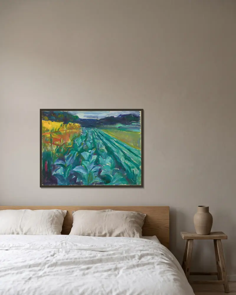 Kohlfeld von Edvard Munch gerahmt an einer Wand