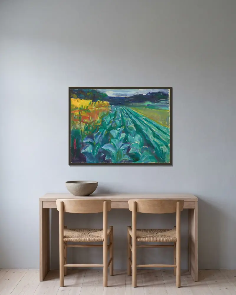 Kohlfeld von Edvard Munch gerahmt an einer Wand