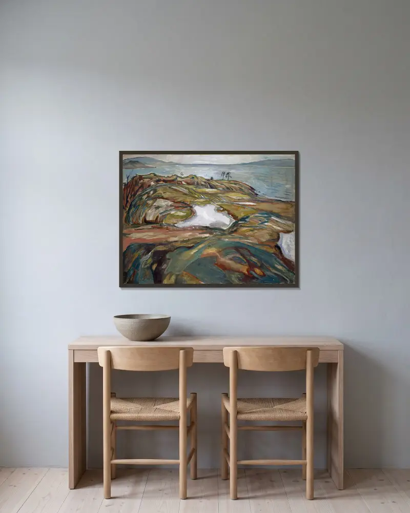 Pobřežní krajina, Edvard Munch v rámu na stěně