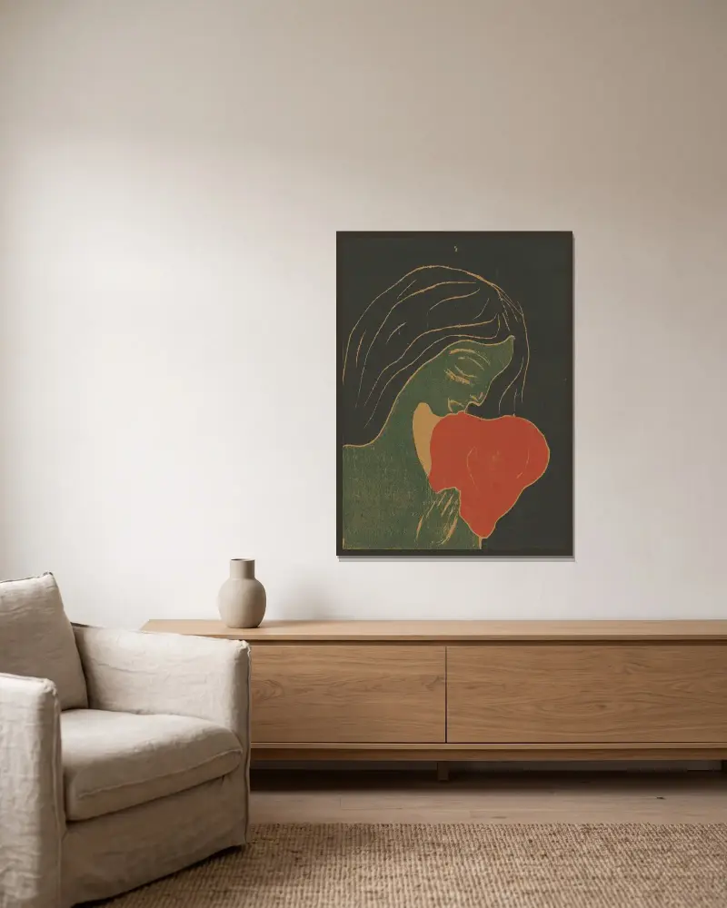 Das Herz av Edvard Munch inramad på en vägg