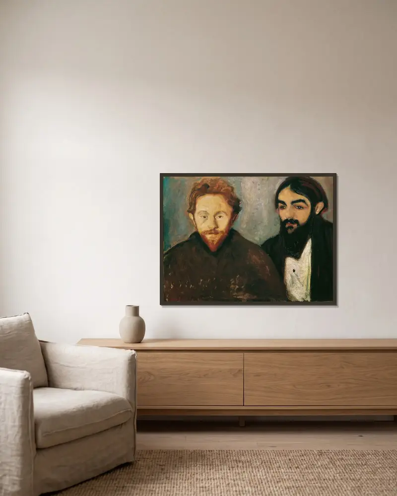 Målaren Paul Herrmann och läkaren Paul Contard av Edvard Munch inramad på en vägg