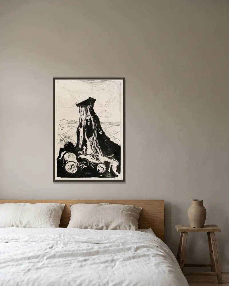 Trauermarsch von Edvard Munch gerahmt an einer Wand