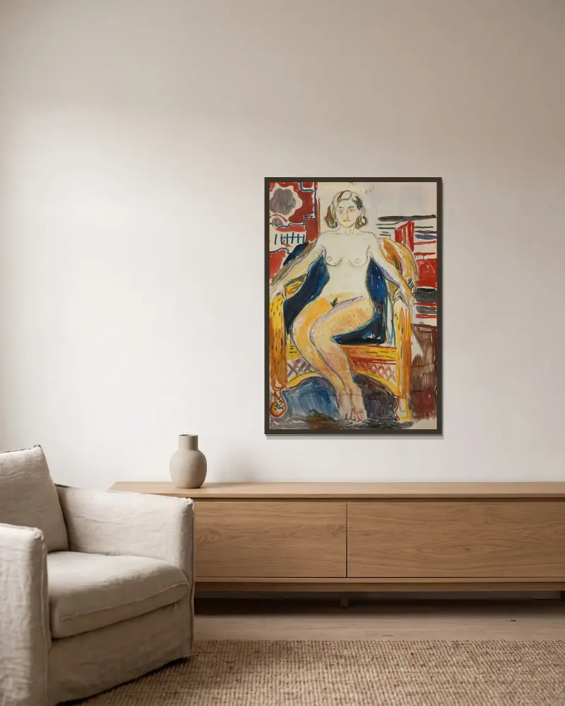 Girl from Nordland av Edvard Munch inramad på en vägg