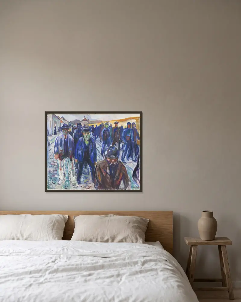 Navrátivší se dělníci, Edvard Munch v rámu na stěně