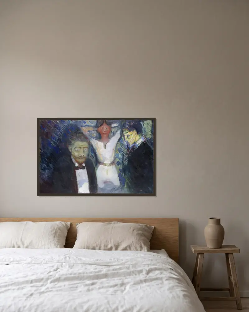 Jealousy av Edvard Munch inramad på en vägg