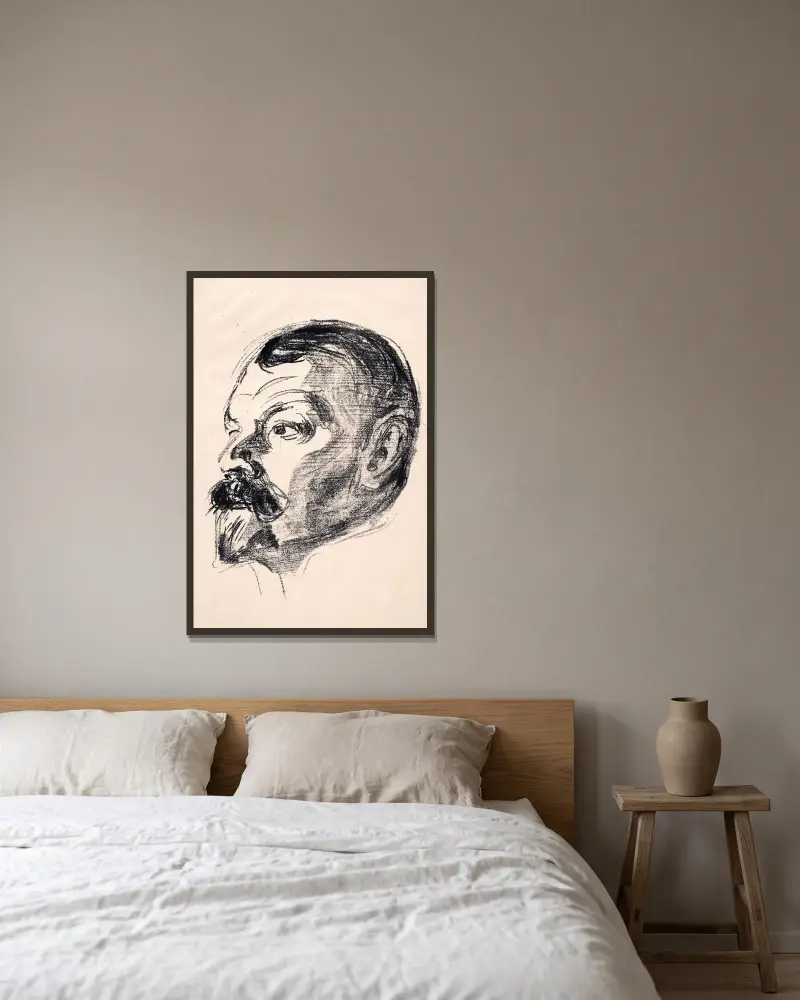 Jens Thiis av Edvard Munch inramad på en vägg