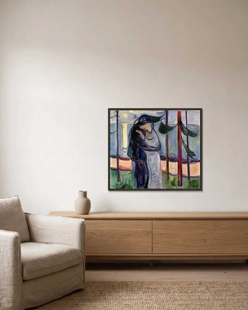 Pocałunek na plaży, Edvard Munch w ramie na ścianie