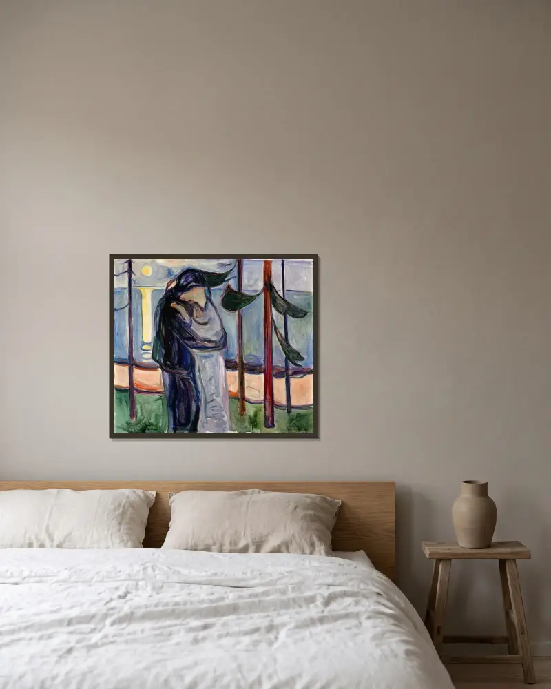 Pocałunek na plaży, Edvard Munch w ramie na ścianie