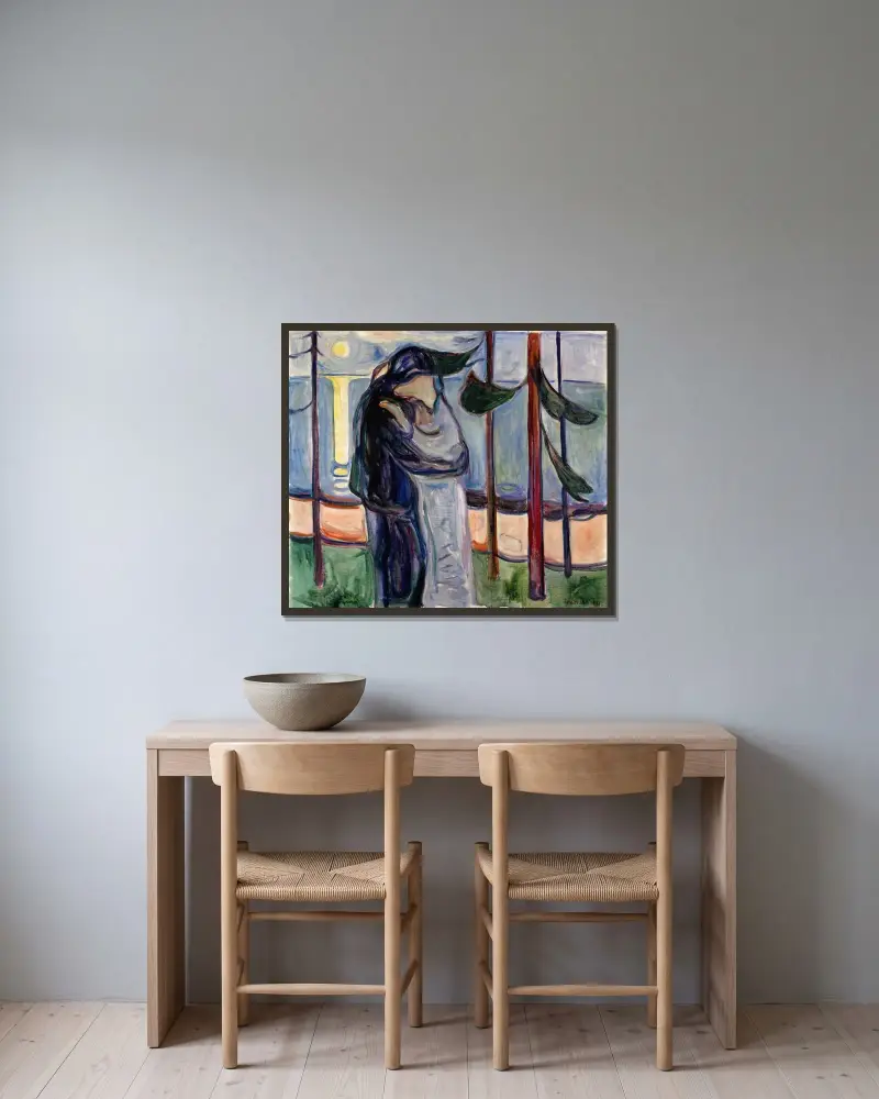 Pocałunek na plaży, Edvard Munch w ramie na ścianie