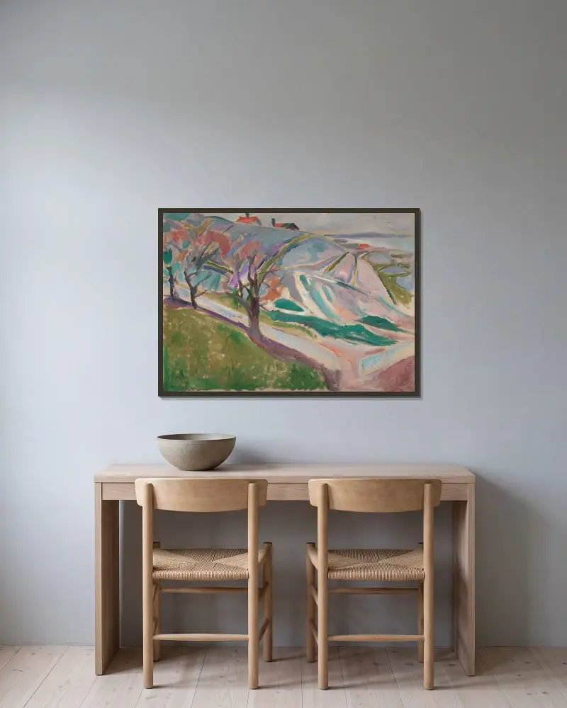 Landscape, Kragerø av Edvard Munch inramad på en vägg