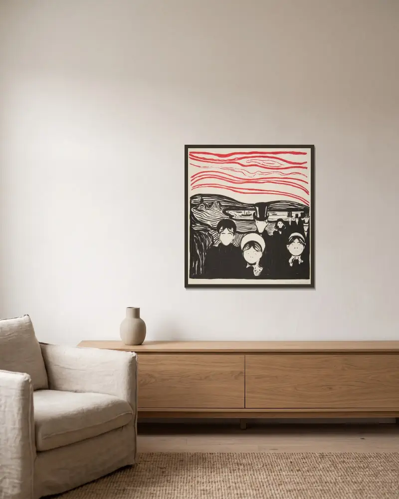 Le Soir – Angst von Edvard Munch gerahmt an einer Wand