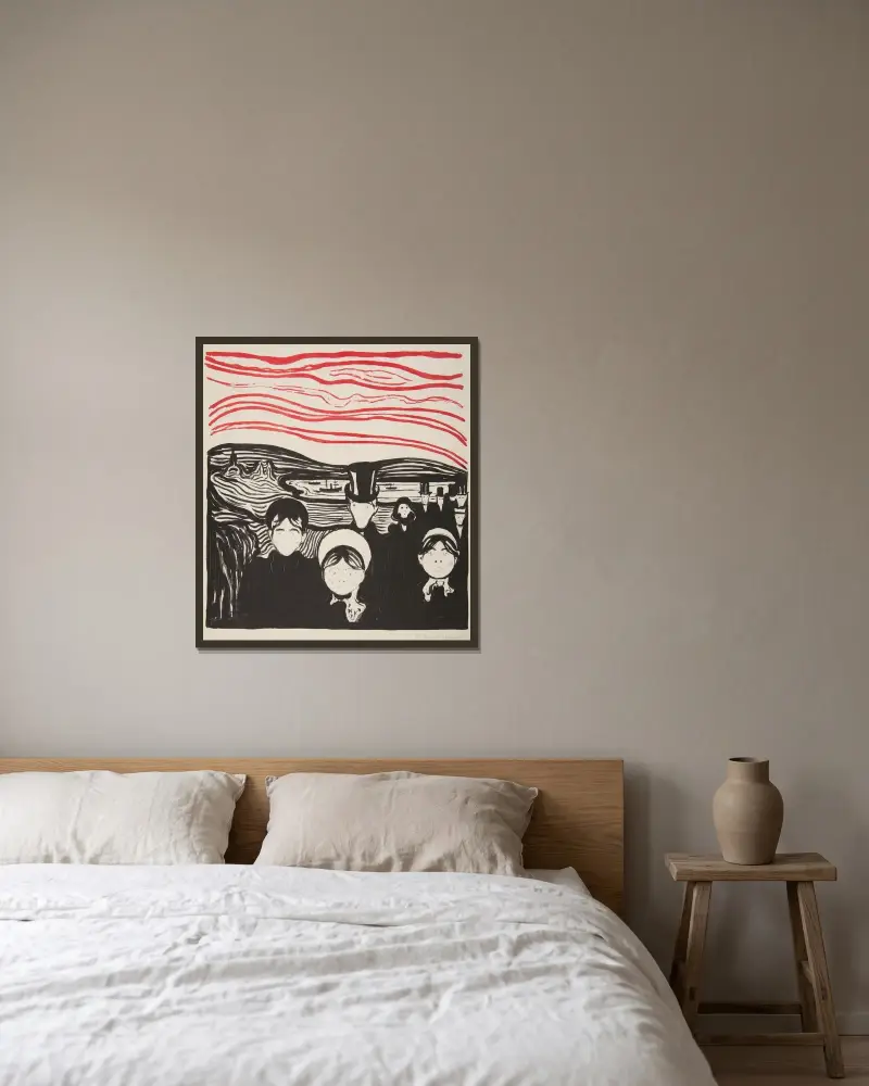 Le Soir – Angst von Edvard Munch gerahmt an einer Wand