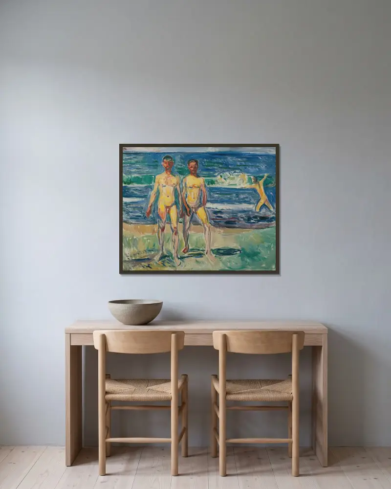 Männer am Meer av Edvard Munch inramad på en vägg