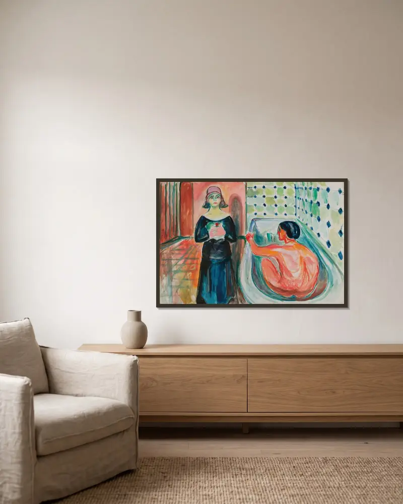 Marat w wannie i Charlotte Corday, Edvard Munch w ramie na ścianie