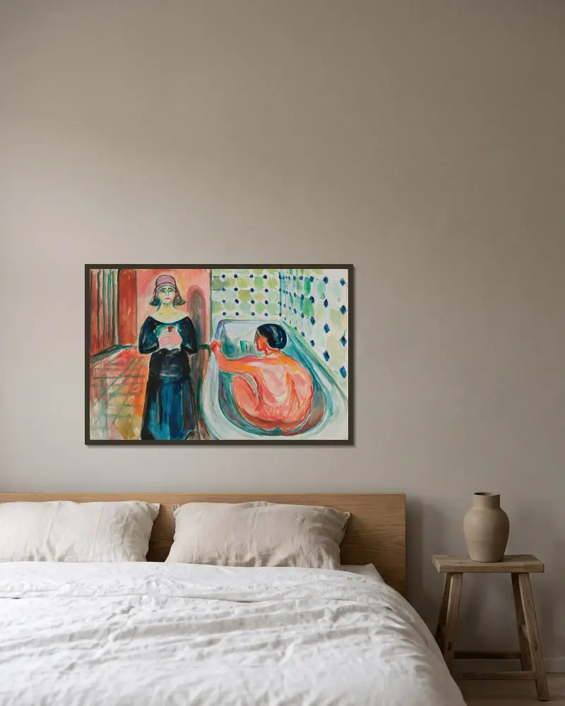 Marat w wannie i Charlotte Corday, Edvard Munch w ramie na ścianie