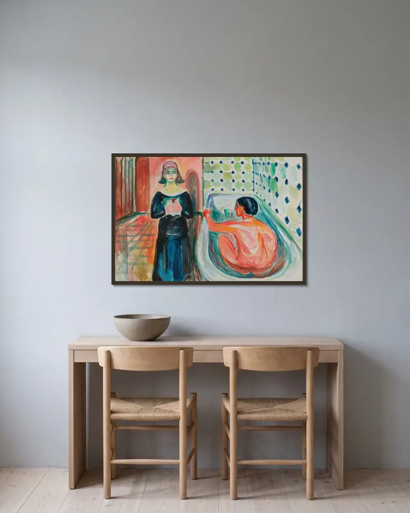 Marat w wannie i Charlotte Corday, Edvard Munch w ramie na ścianie