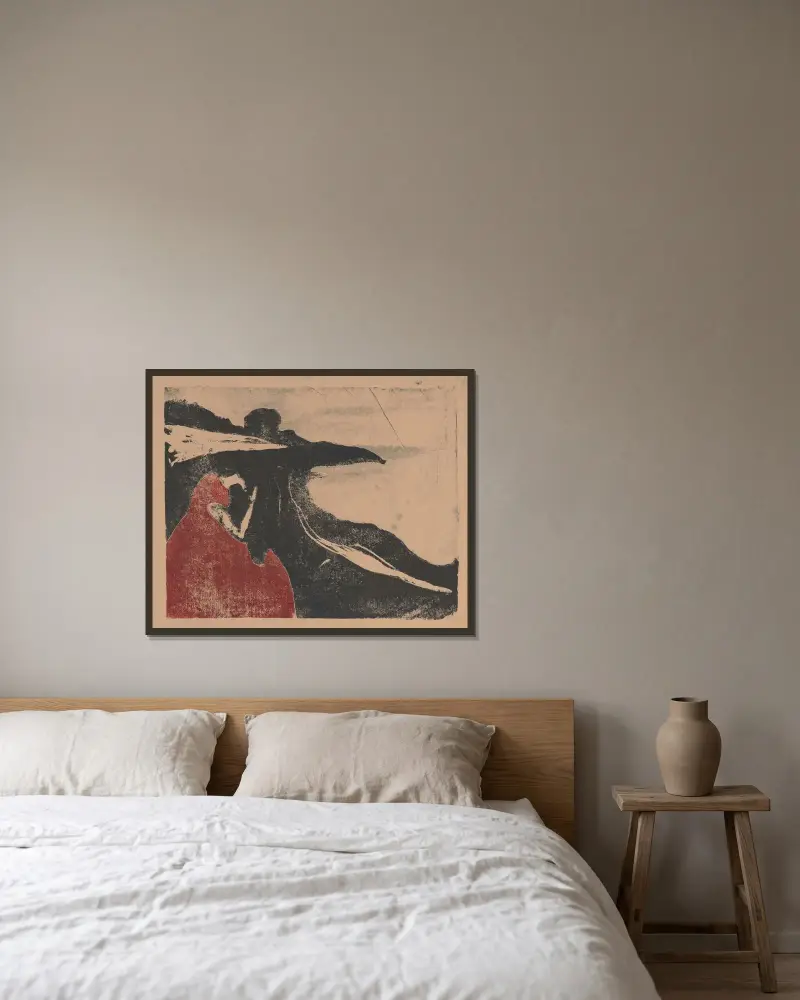 Melancholie II von Edvard Munch gerahmt an einer Wand