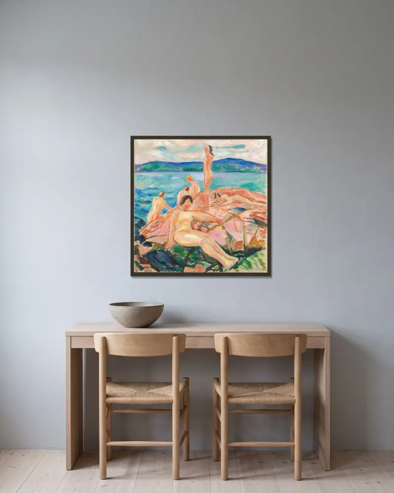 Midsummer av Edvard Munch inramad på en vägg