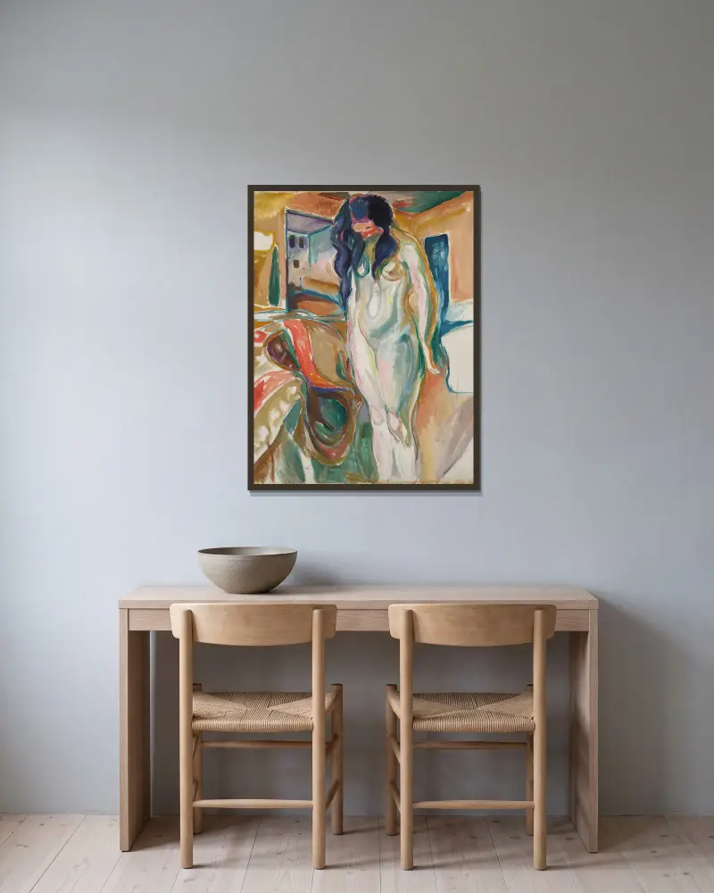 Model by the Wicker Chair av Edvard Munch inramad på en vägg