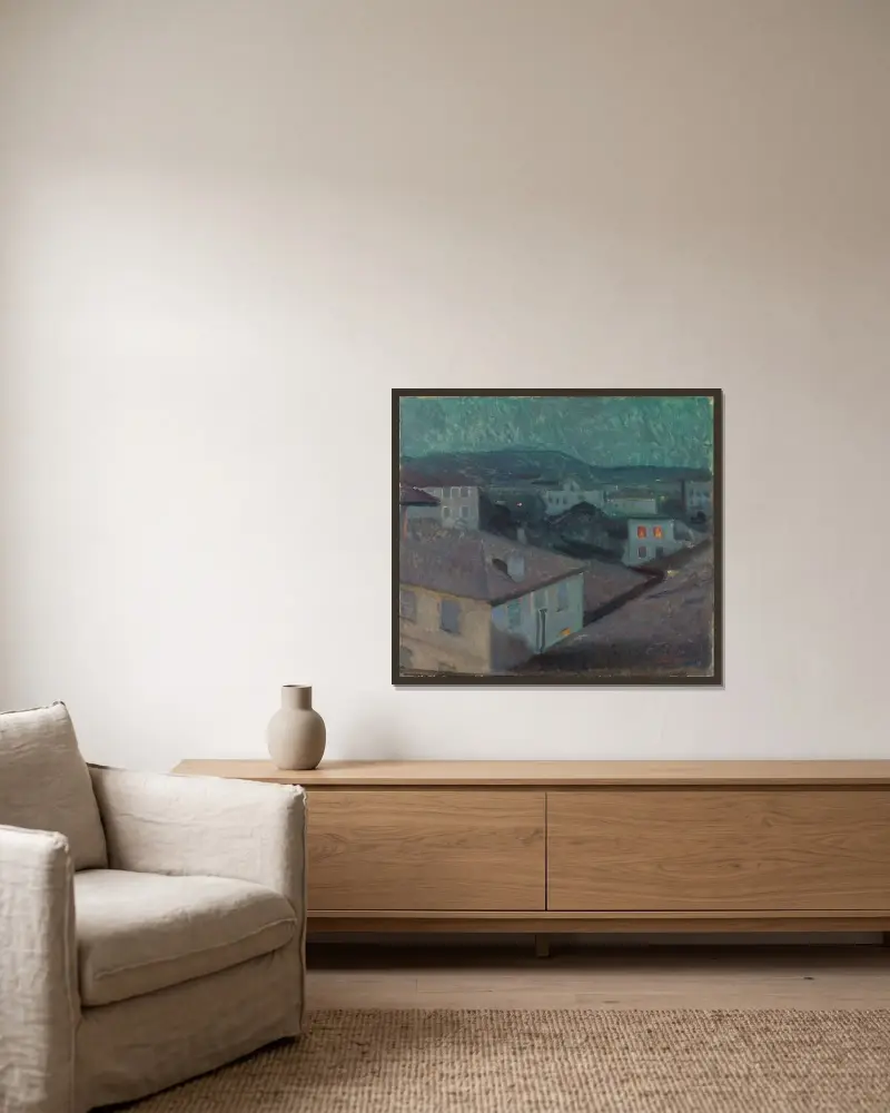 Nacht in Nizza von Edvard Munch gerahmt an einer Wand