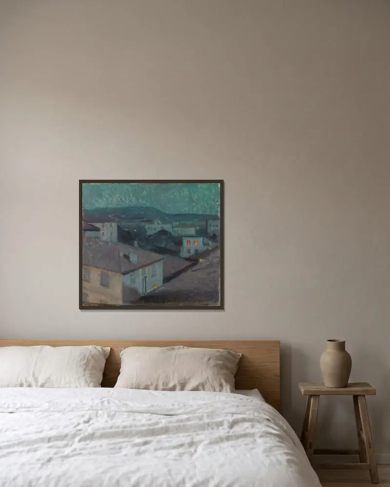 Nacht in Nizza von Edvard Munch gerahmt an einer Wand