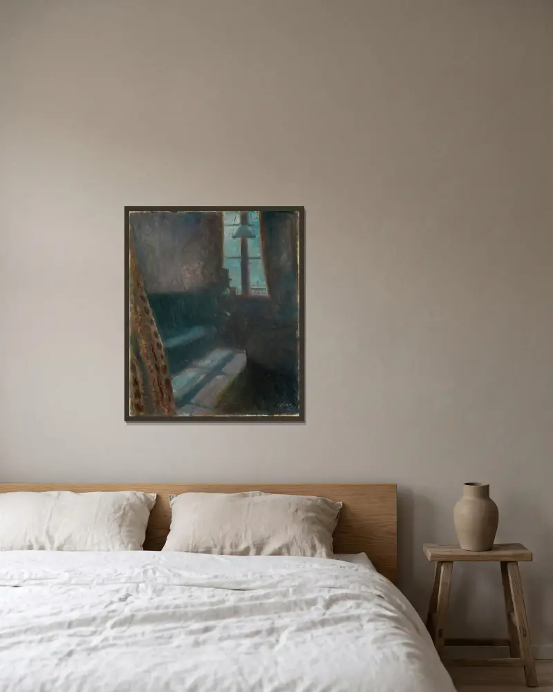 Nacht in Saint-Cloud von Edvard Munch gerahmt an einer Wand